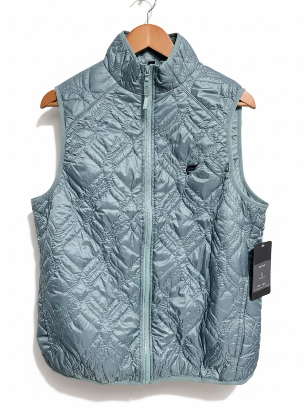 New Fabletics Loft Vest - Arctic Wave blue quilted pattern M